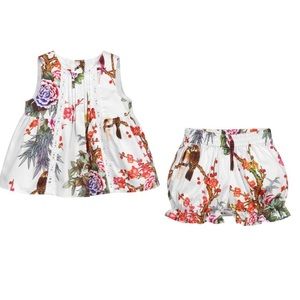 Pan Con Chocolate Whit Cotton Floral Shorts Set
